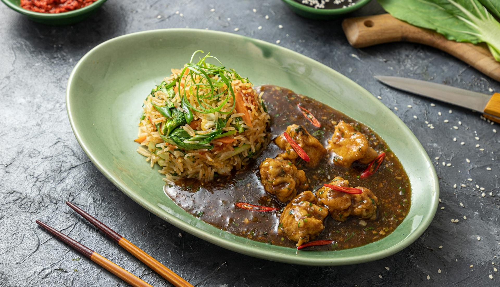 Fried Rice With Chicken Gravy